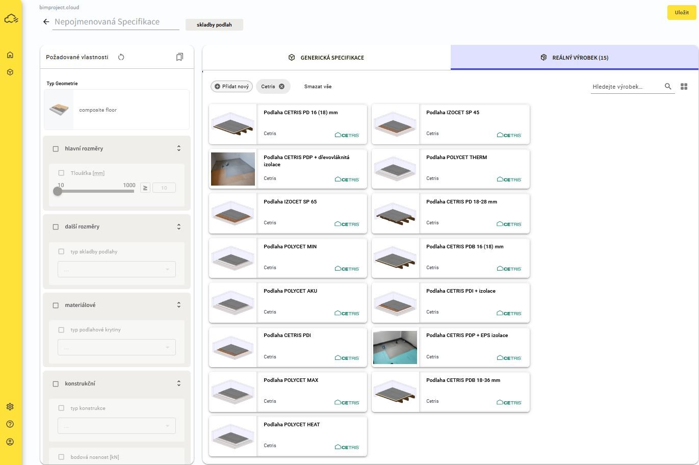 Matchande CETRIS-golvsystem i läget Verklig produkt.